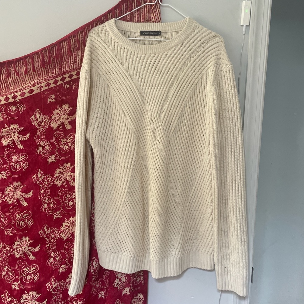 Vintage Aussie Scottish fisherman cream cable knit sweater